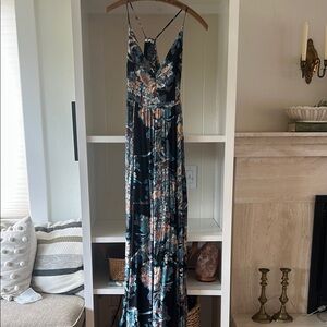 Free People Black and Blue Floral Maxi Dress